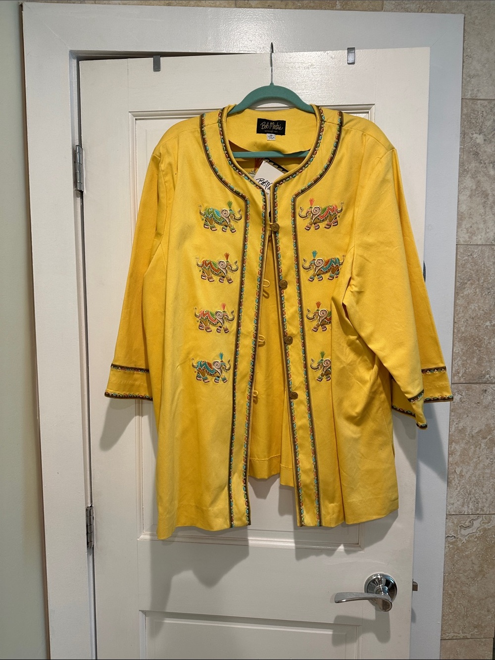 Bob Mackie Yellow Embroidered Elephant Jacket
